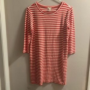 J. Crew 3/4 Sleeve Red and White Stripe Dress